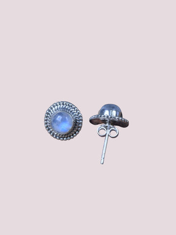 925 Sterling Silver Natural Gemstone 6mm Stud Earring