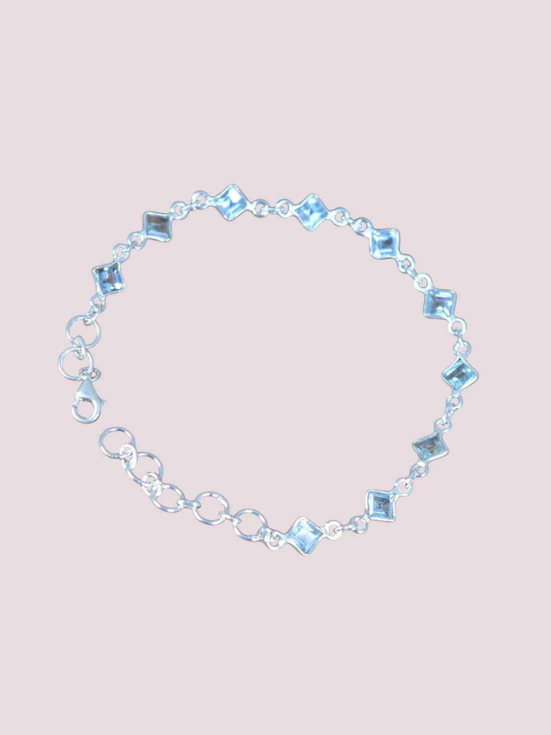 925 Sterling Silver Natural Faceted Gemstone Adjustable Bracelet