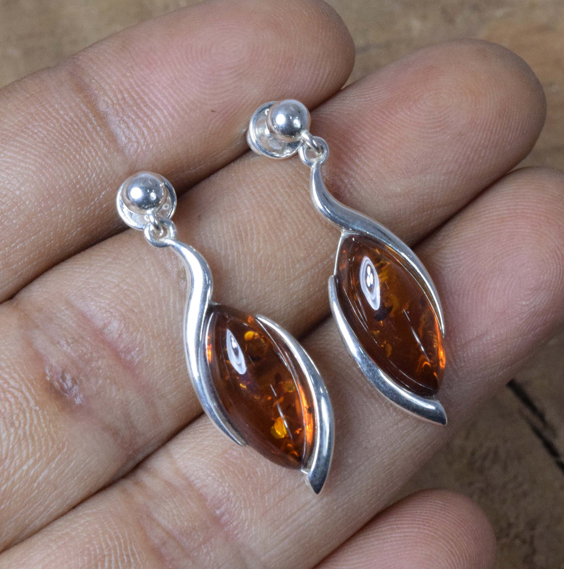 Baltic Amber Hook 925 Sterling Silver Earring