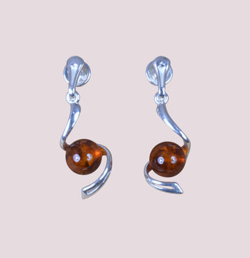 Baltic Amber Hook 925 Sterling Silver Stud
