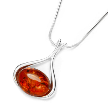 Baltic Amber 925 Sterling Silver Teardrop Pendant
