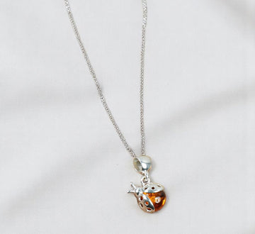 Baltic Amber 925 Sterling Silver Ladybug Charm Pendant