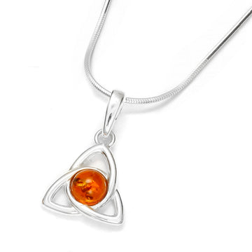Baltic Amber 925 Sterling Silver Natural Gemstone Triquetra Pendant