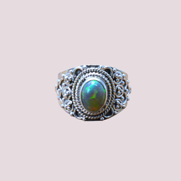 Black Ethiopian Opal 925 Sterling Silver Natural Gemstone Ring