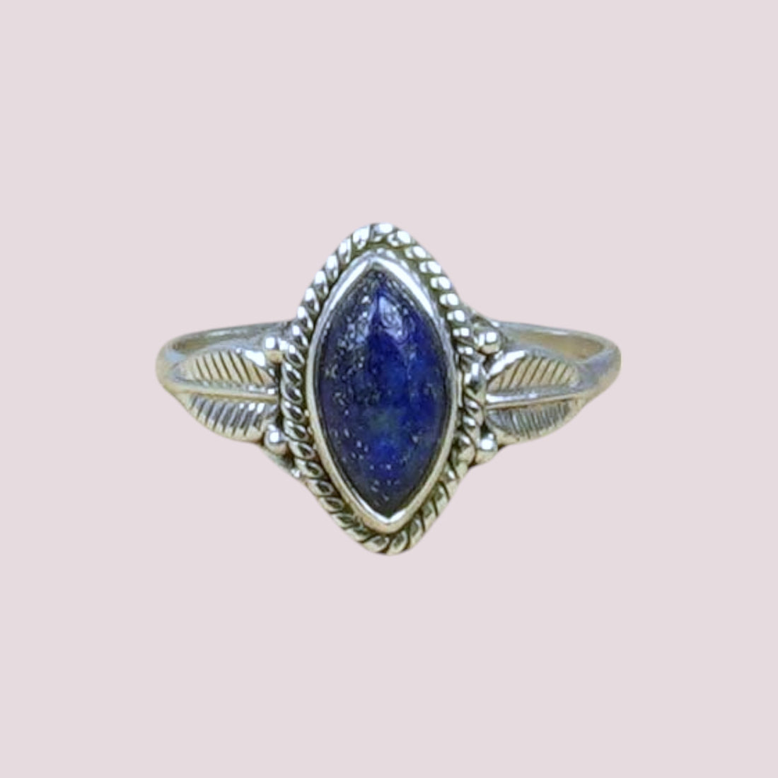 925 Sterling Silver Vintage Leaf Marquise Gemstone Ring