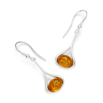 Baltic Amber 925 Sterling Silver Natural Gemstone Hook Earring