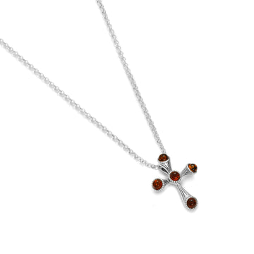 Multi Baltic Amber 925 Sterling Silver Cross Pendant
