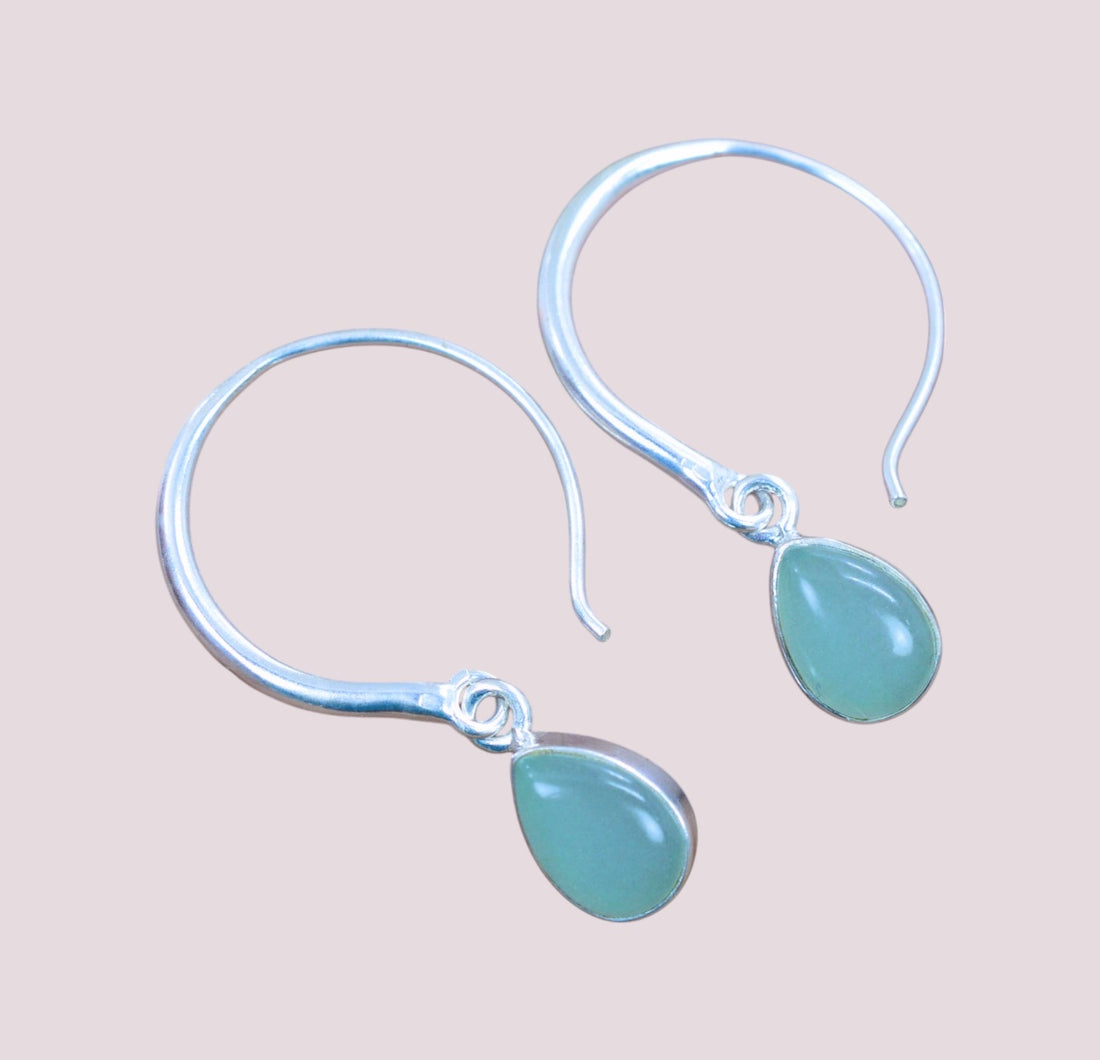 925 Sterling Silver Natural Gemstone Hoop Earring