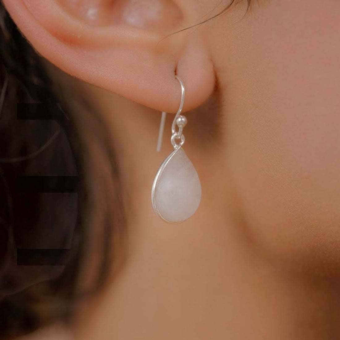 925 Sterling Silver Natural Pear Shape Gemstone Earring