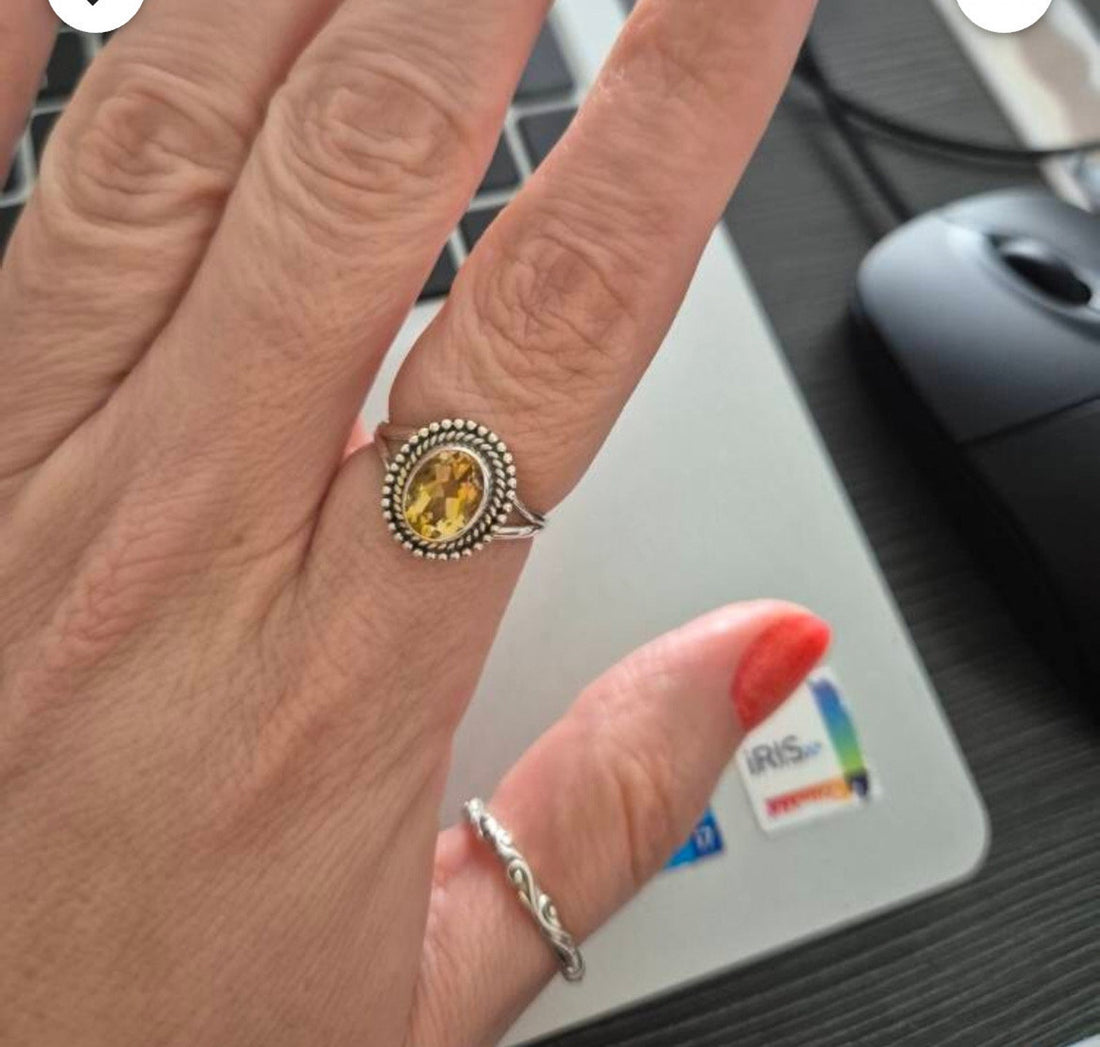 925 Sterling Silver Natural Gemstone Oval Shape Ring