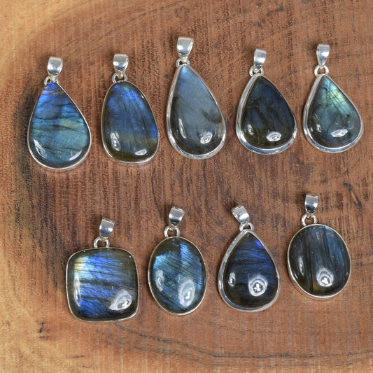 Labradorite/ Black Moonstone 925 Sterling Silver Pendant ~ Gemstone Labradorite Pendant ~ Blue Fire Labradorite Handmade Pendant Jewelry