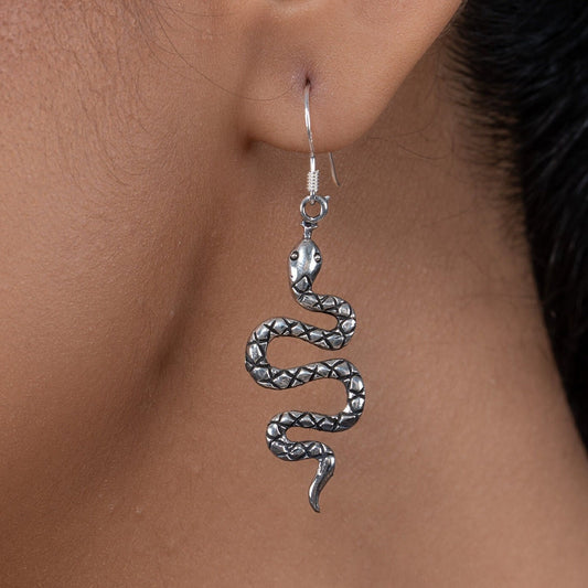 Snake Earring 925 Sterling Silver Designer Plain 1 PAIR Earrings Jewelry ~ Handmade Jewelry ~ Silver Plain Long Earring ~ Gift For Birthday