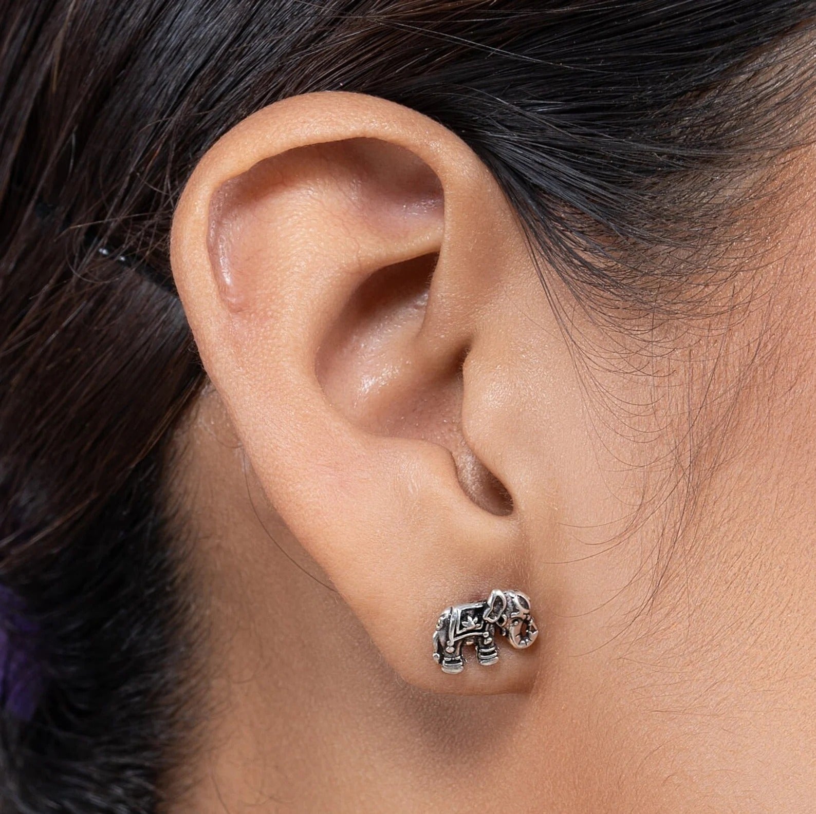 Silver Plain Elephant Stud 925 Sterling Silver Stud