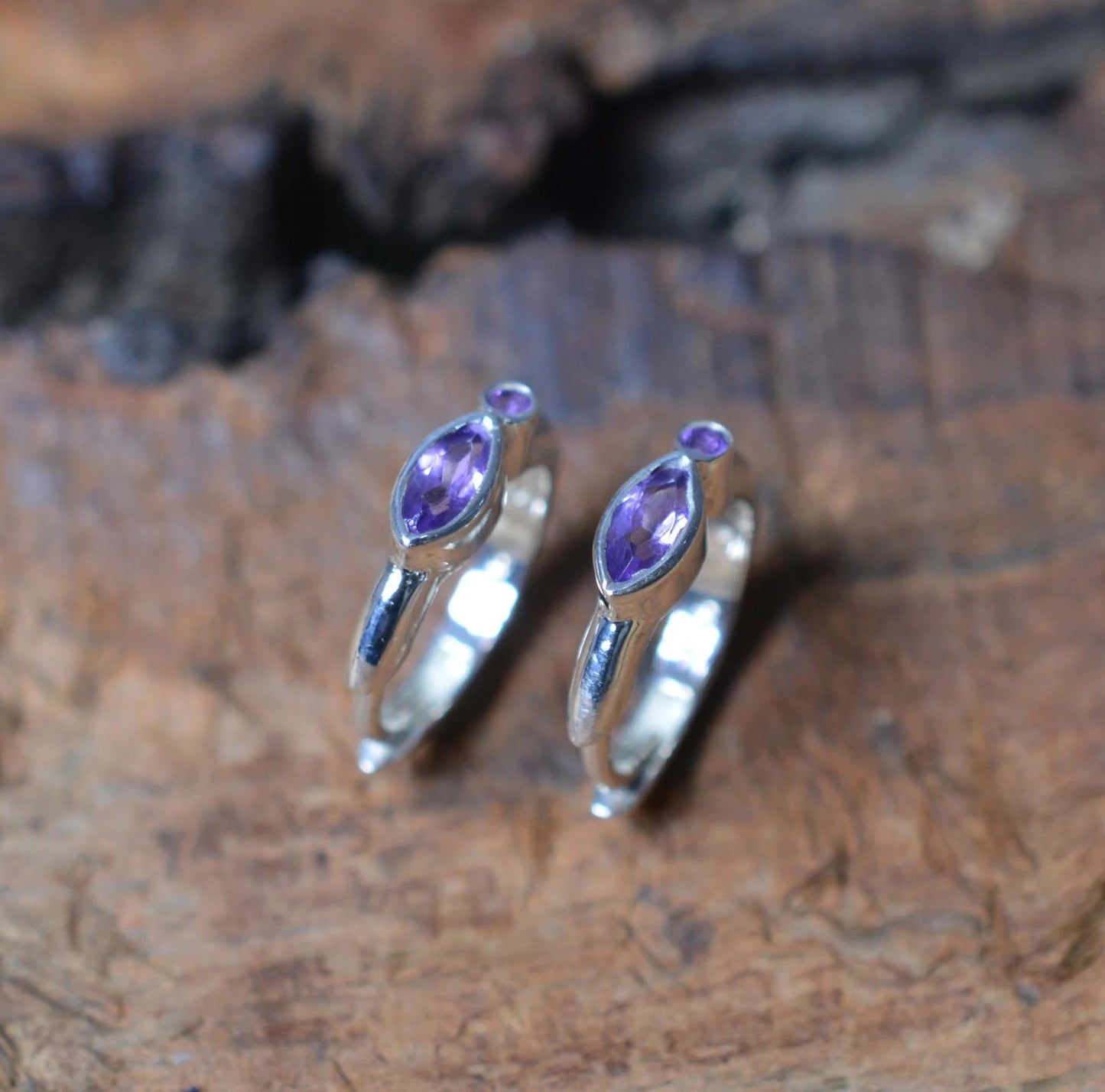 Purple Amethyst 925 Sterling Silver Hoop Earring