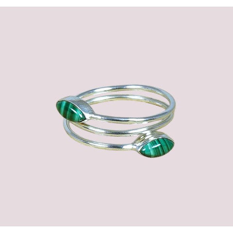 Amour 925 Sterling Silver Natural Gemstone 2 Stone Ring