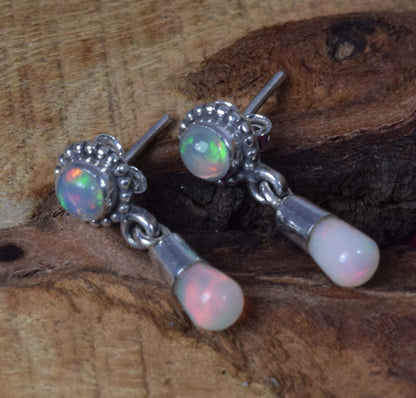 Ethiopian Opal 925 Sterling Silver Hook Earring