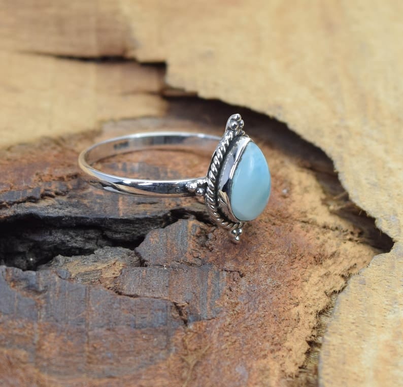 Kismet Blue Larimar 925 Sterling Silver Ring