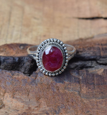 Red Ruby 925 Sterling Silver Ring