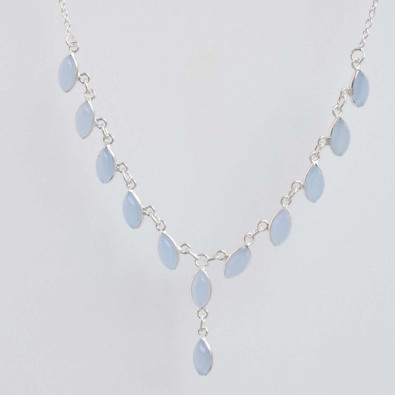 Blue Chalcedony 925 Sterling Silver Necklace