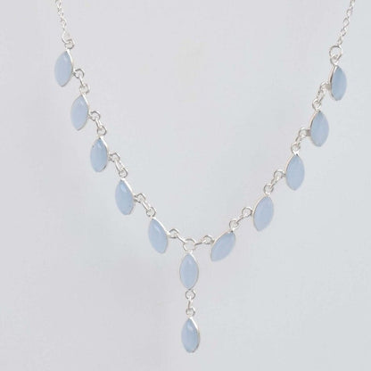 Blue Chalcedony 925 Sterling Silver Necklace