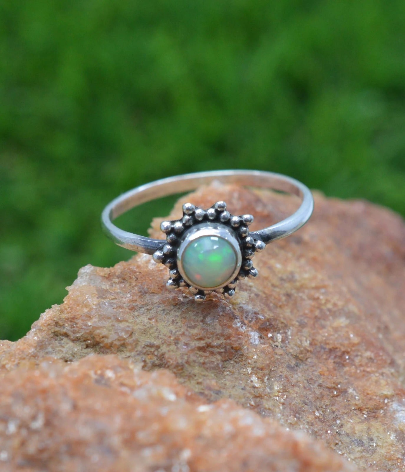 Natural Ethiopian Opal 925 Sterling Silver Ring