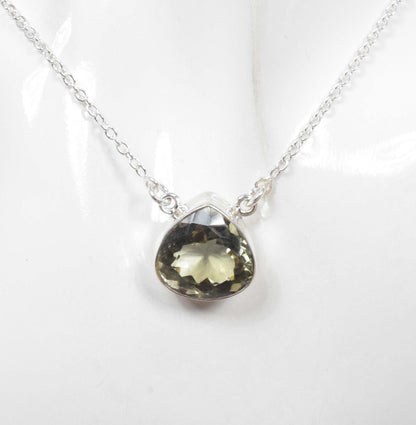 Natural Green Amethyst 925 Sterling Silver Necklace