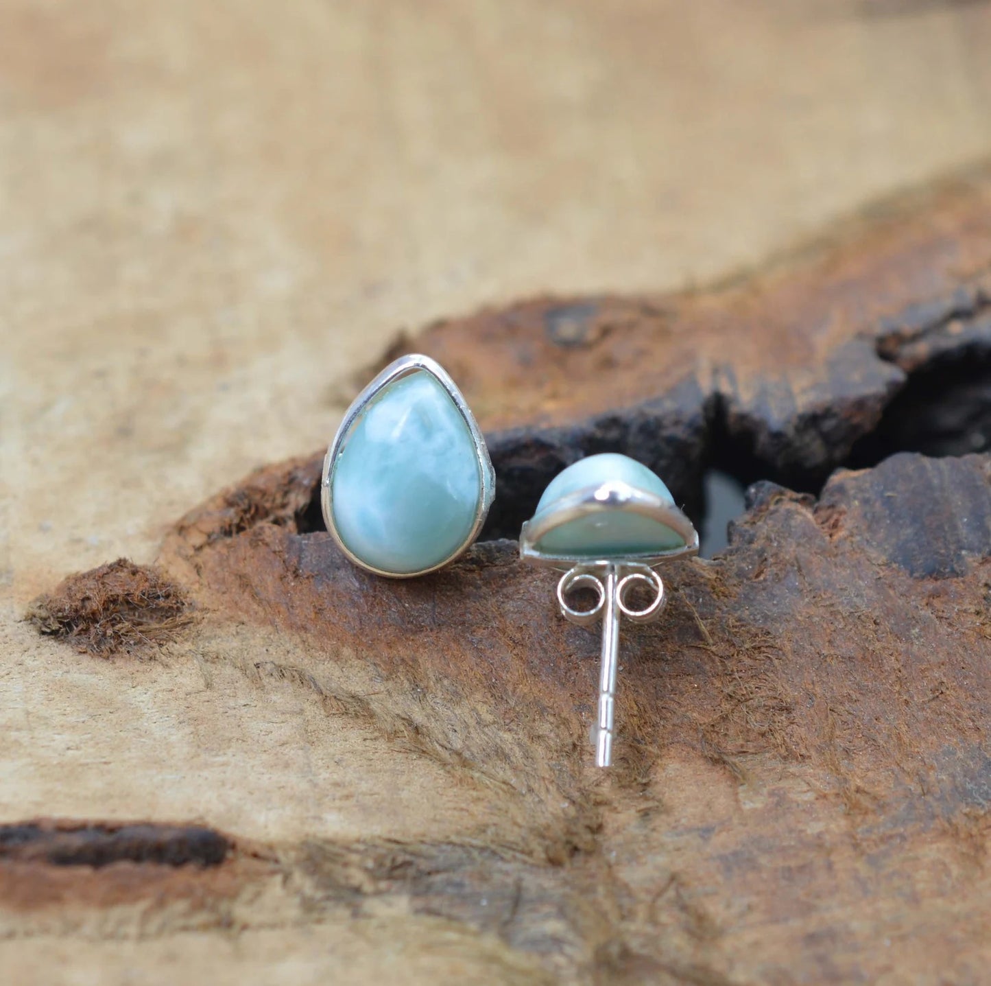 Blue Larimar Stud 925 Sterling Silver Stud