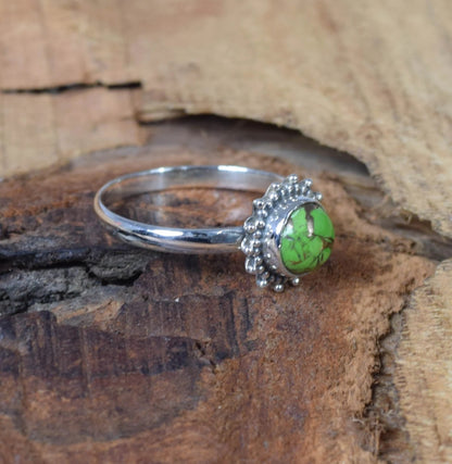 Green Copper Turquoise 925 Sterling Silver Ring