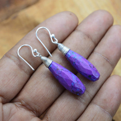 Purple Copper Turquoise 925 Sterling Silver Earring