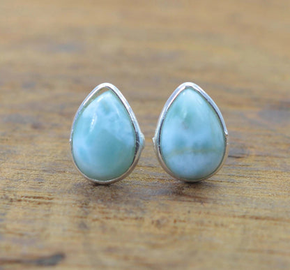 Blue Larimar Stud 925 Sterling Silver Stud