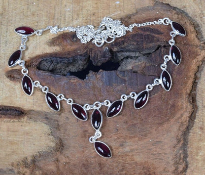 Red Garnet 925 Sterling Silver Necklace