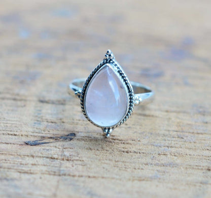 Kismet Pink Rose Quartz 925 Sterling Silver Ring