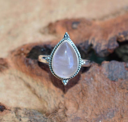 Kismet Pink Rose Quartz 925 Sterling Silver Ring