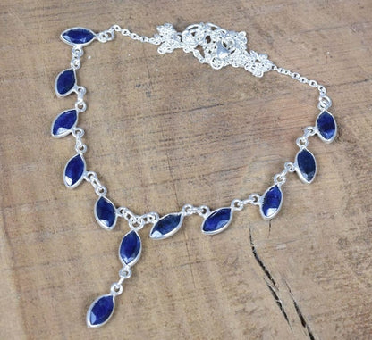 Blue Sapphire 925 Sterling Silver Necklace