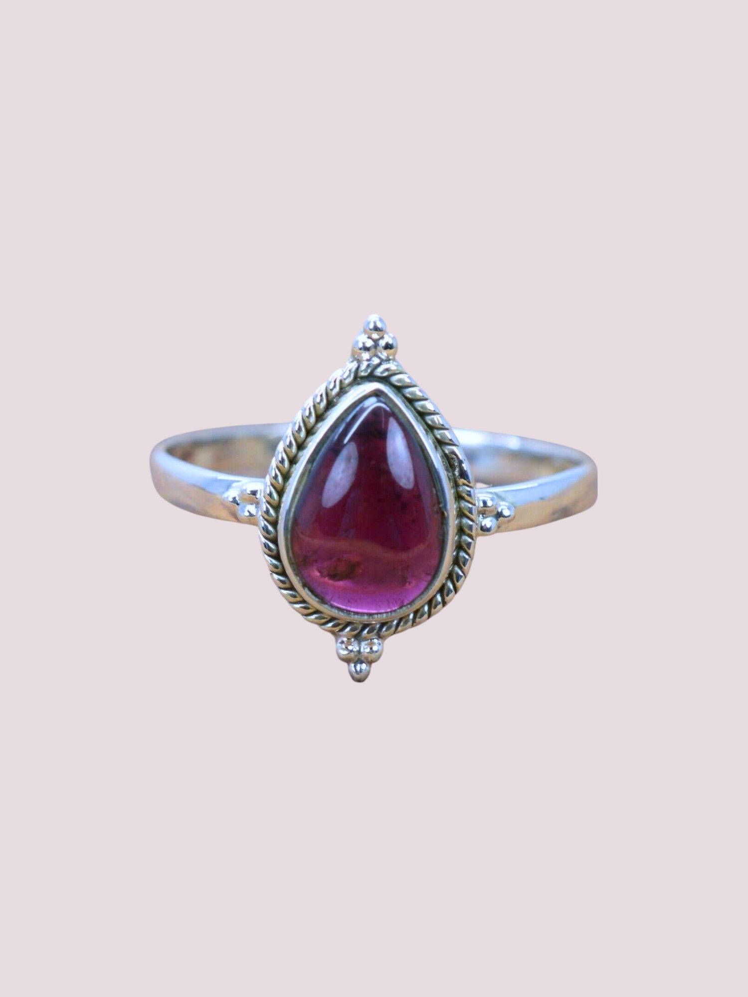 Amour 925 Sterling Silver Natural Pear Shape Gemstone Ring