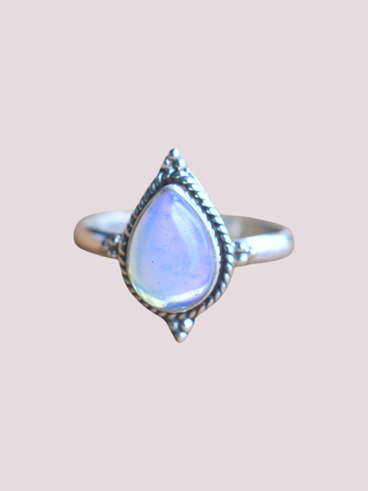 Amour 925 Sterling Silver Natural Pear Shape Gemstone Ring