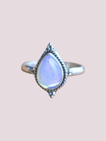 Amour 925 Sterling Silver Natural Pear Shape Gemstone Ring