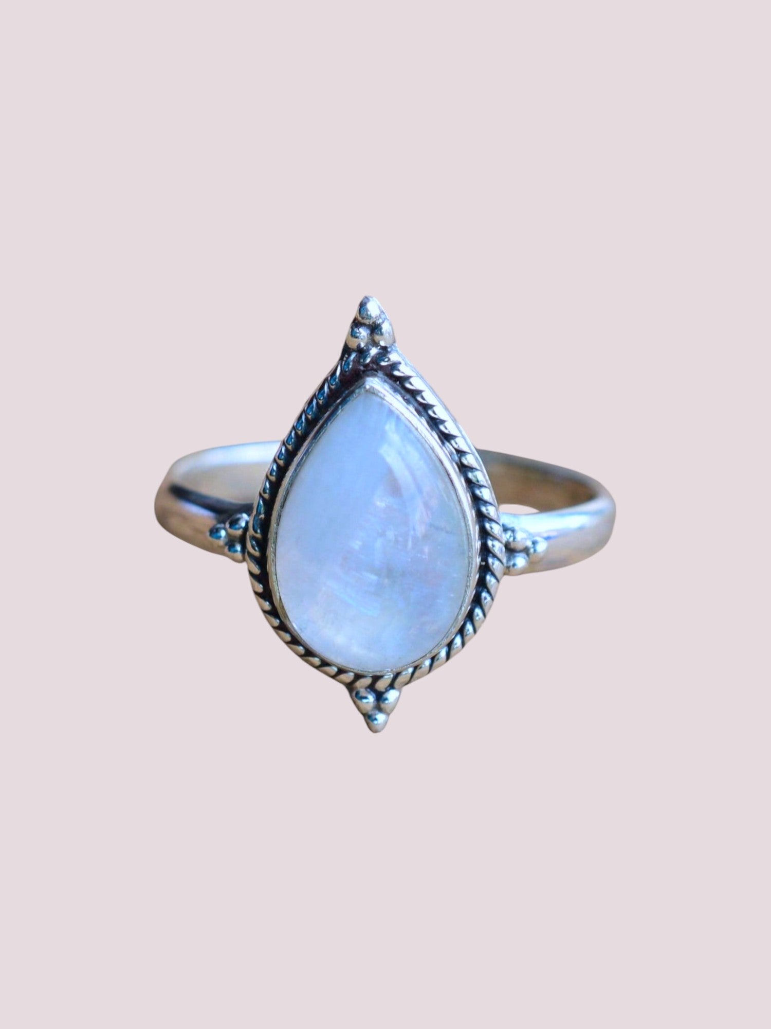 Amour 925 Sterling Silver Natural Pear Shape Gemstone Ring