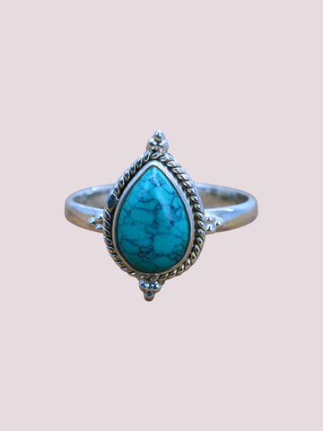 Amour 925 Sterling Silver Natural Pear Shape Gemstone Ring