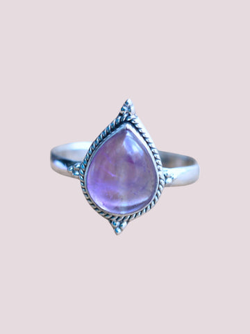 Amour 925 Sterling Silver Natural Pear Shape Gemstone Ring