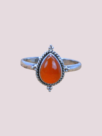 Amour 925 Sterling Silver Natural Pear Shape Gemstone Ring