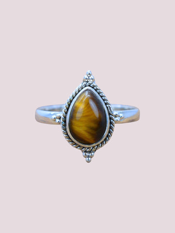Amour 925 Sterling Silver Natural Pear Shape Gemstone Ring