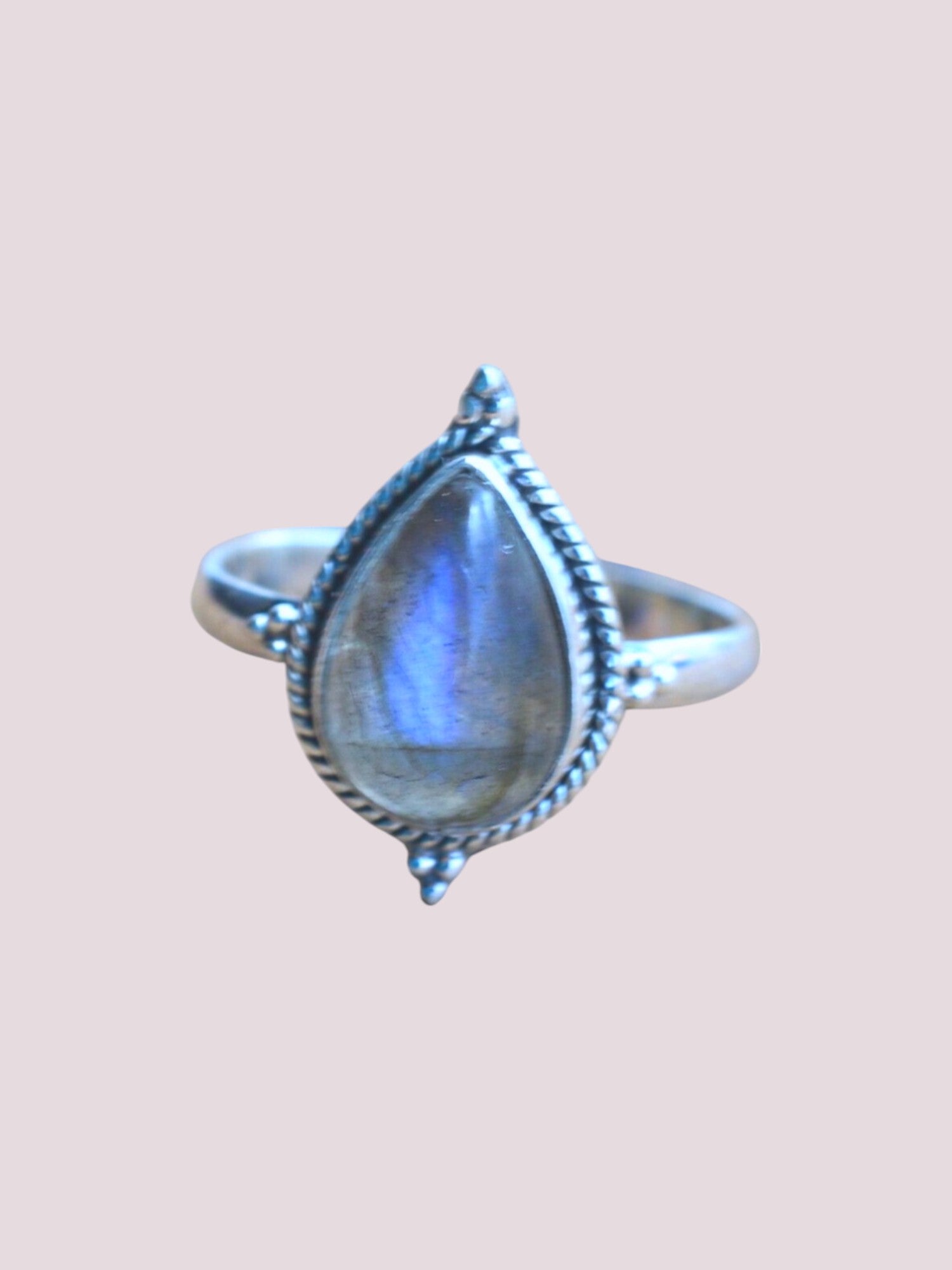 Amour 925 Sterling Silver Natural Pear Shape Gemstone Ring