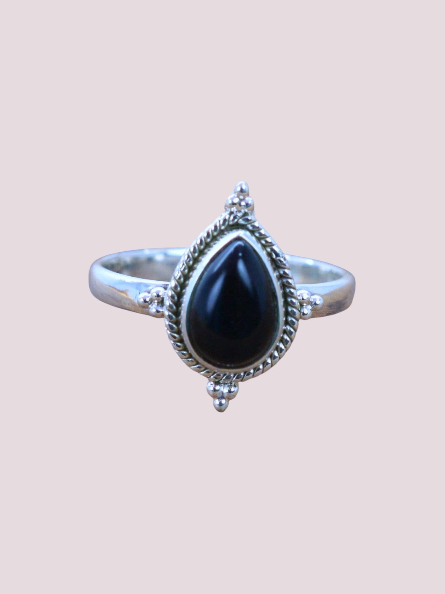 Amour 925 Sterling Silver Natural Pear Shape Gemstone Ring