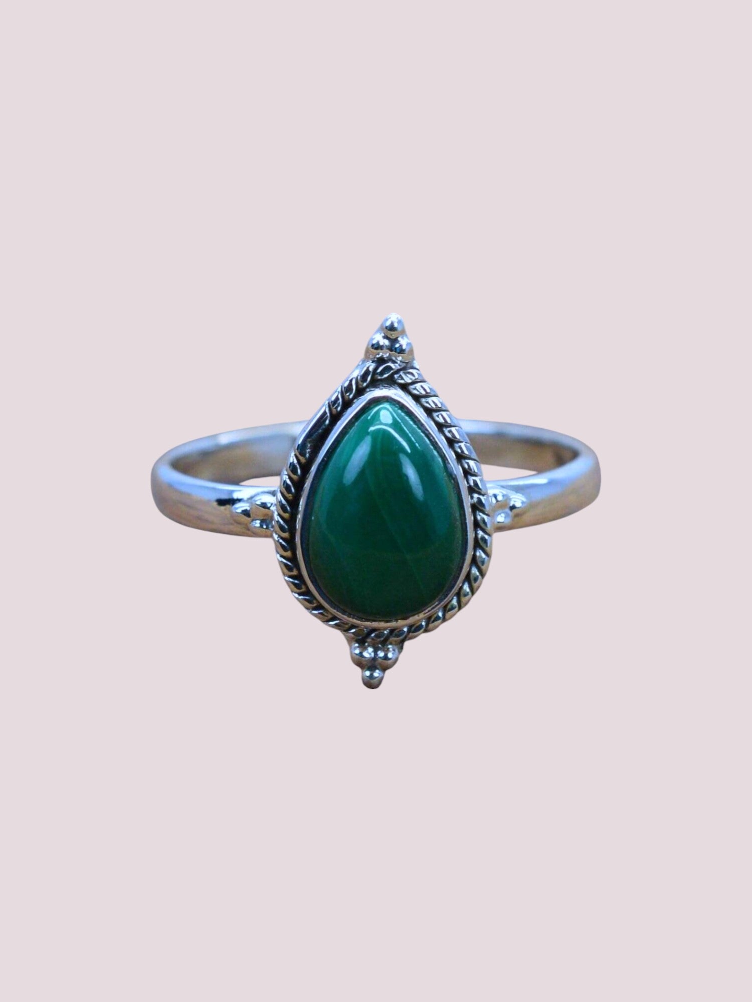 Amour 925 Sterling Silver Natural Pear Shape Gemstone Ring