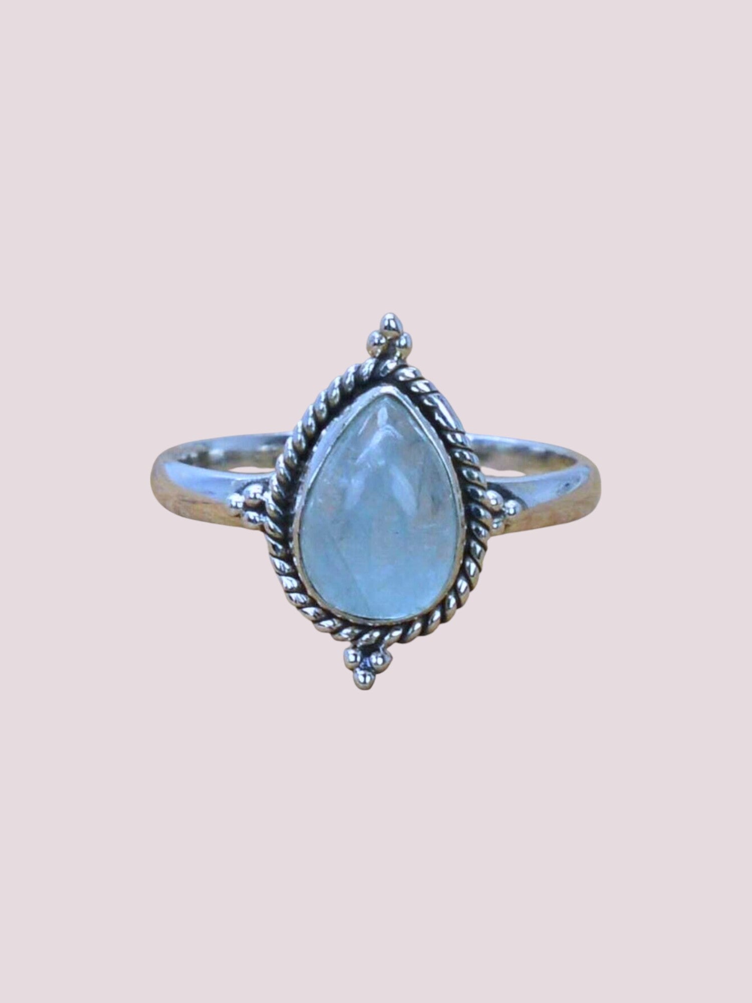 Amour 925 Sterling Silver Natural Pear Shape Gemstone Ring