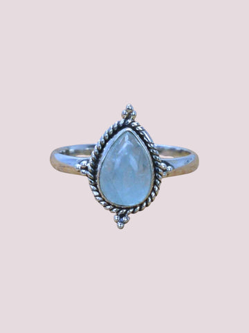 Amour 925 Sterling Silver Natural Pear Shape Gemstone Ring