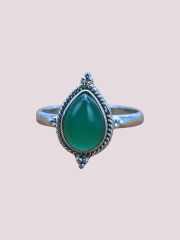 Amour 925 Sterling Silver Natural Pear Shape Gemstone Ring