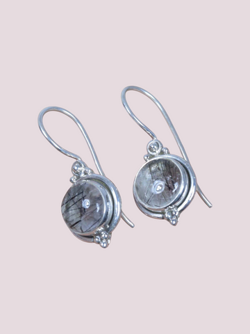 925 Sterling Silver Natural Gemstone Hook Earring