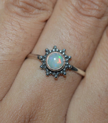 Natural Ethiopian Opal 925 Sterling Silver Ring